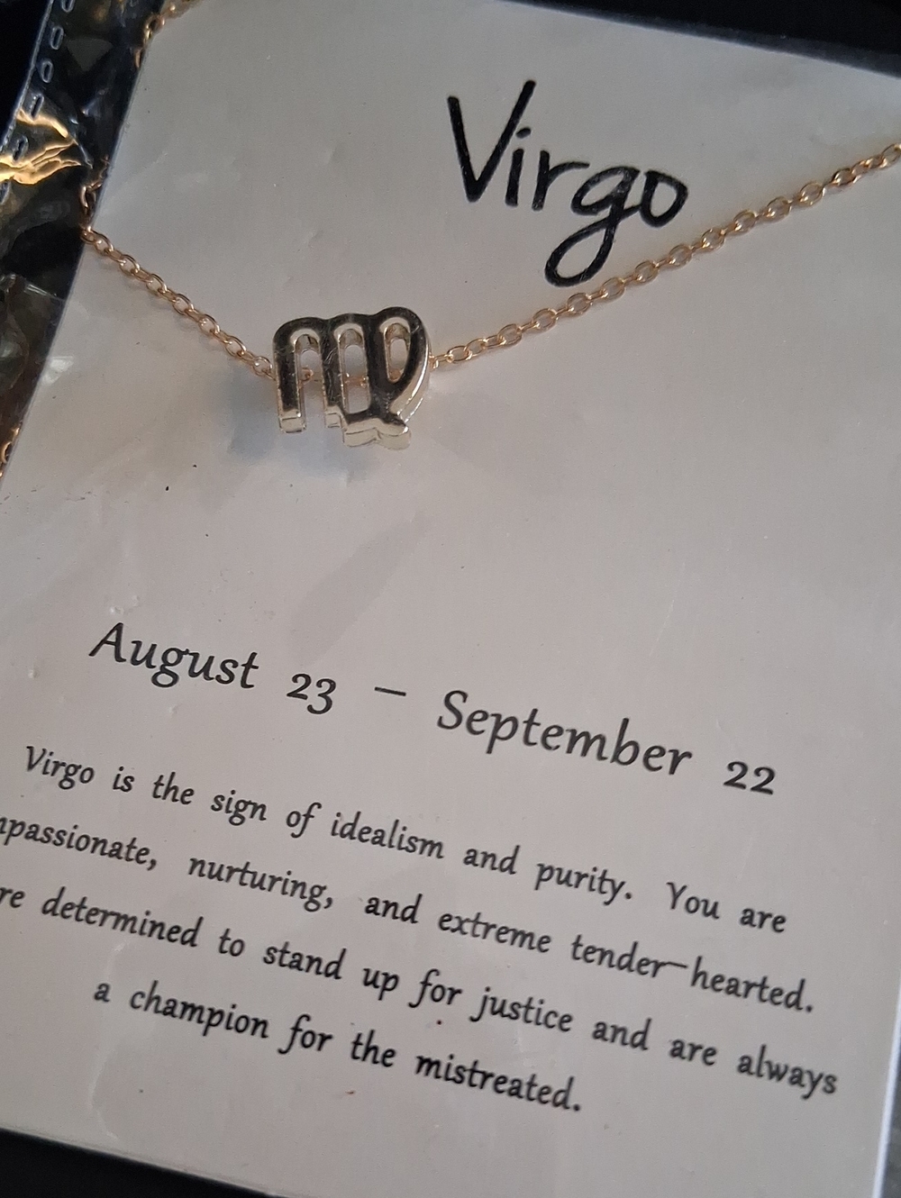 Virgo Gold-Tone Zodiac Necklace with Virgo Symbol Pendant